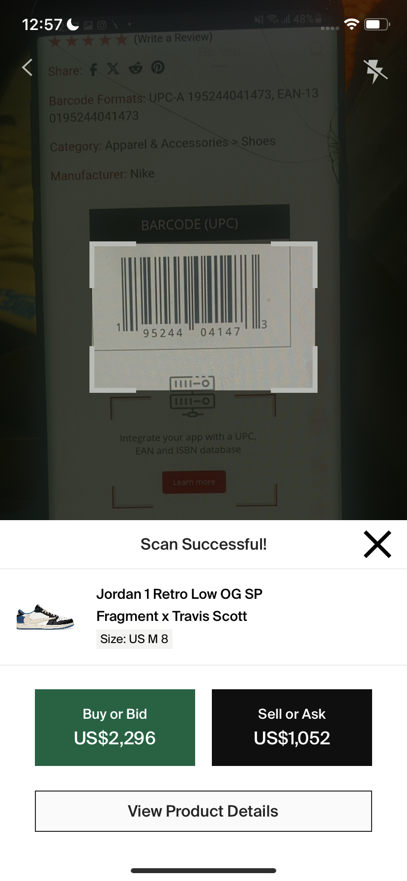 NIKE AIR JORDAN 1 FRAGMENT X TRAVIS SCOTT