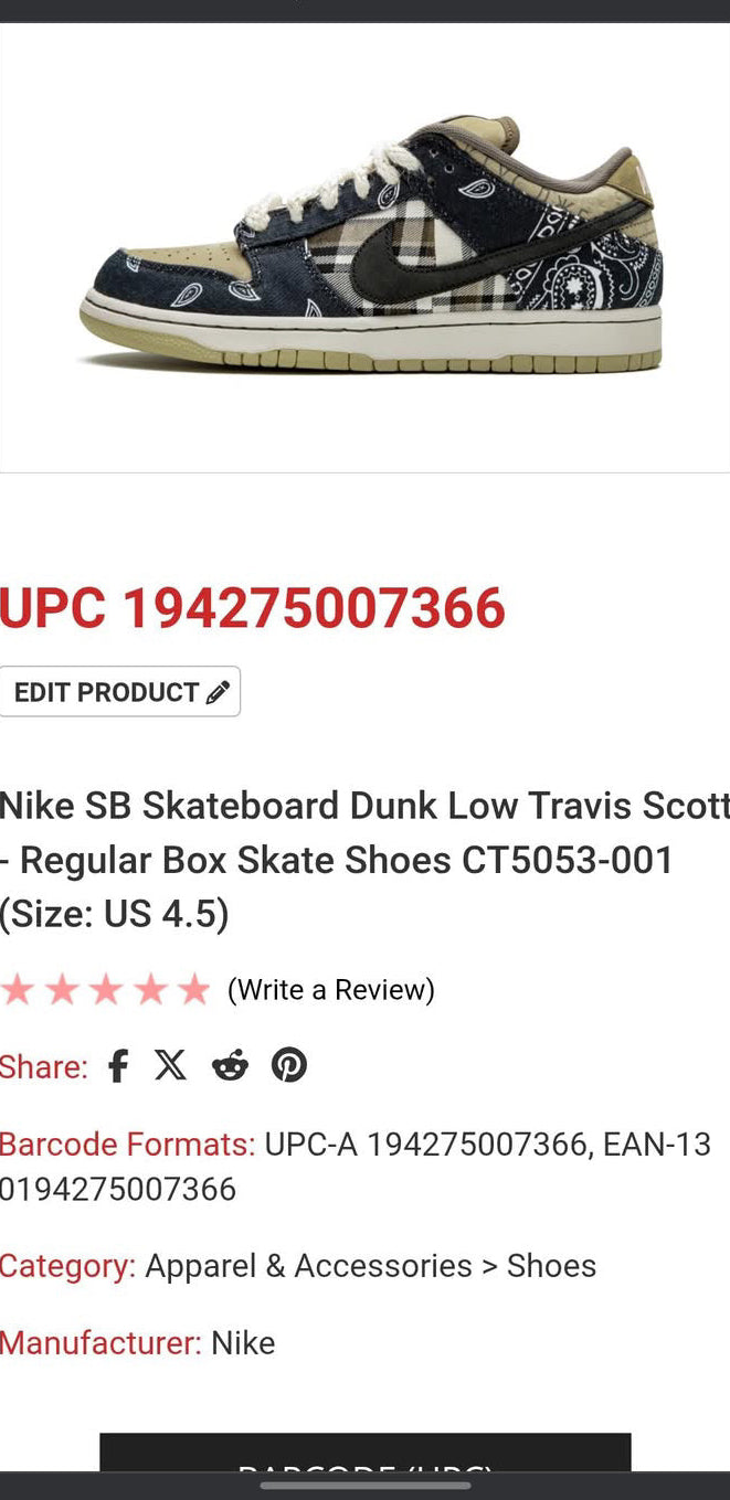 NIKE SB DUNK LOW TRAVIS SCOTT 🥶